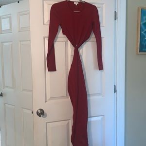 Long sleeve, full length red dress